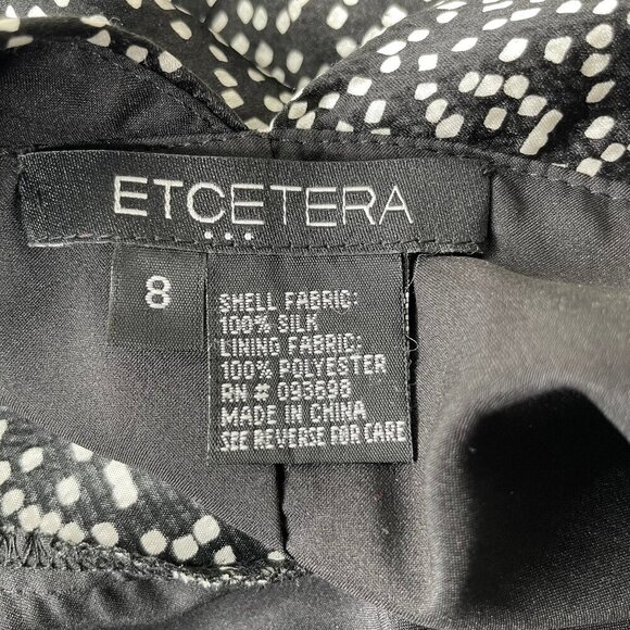 Etcetera 100% Silk Polka Dot Abstract Metallic Ruffles Ruched Midi Dress Sz 8 - Picture 8 of 9